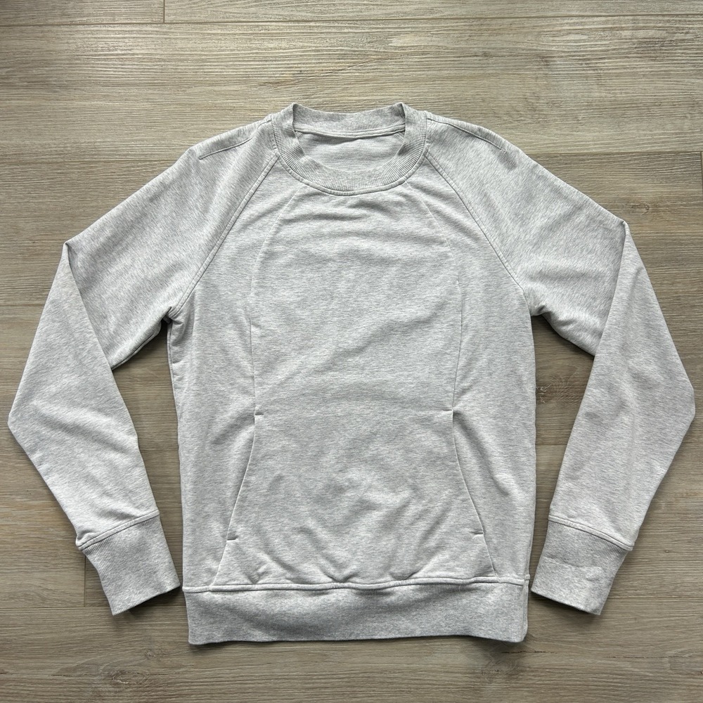 Lululemon Size 6 Scuba‎ Crewneck Sweatshirt Pockets French Terry Gray LW3DTQS